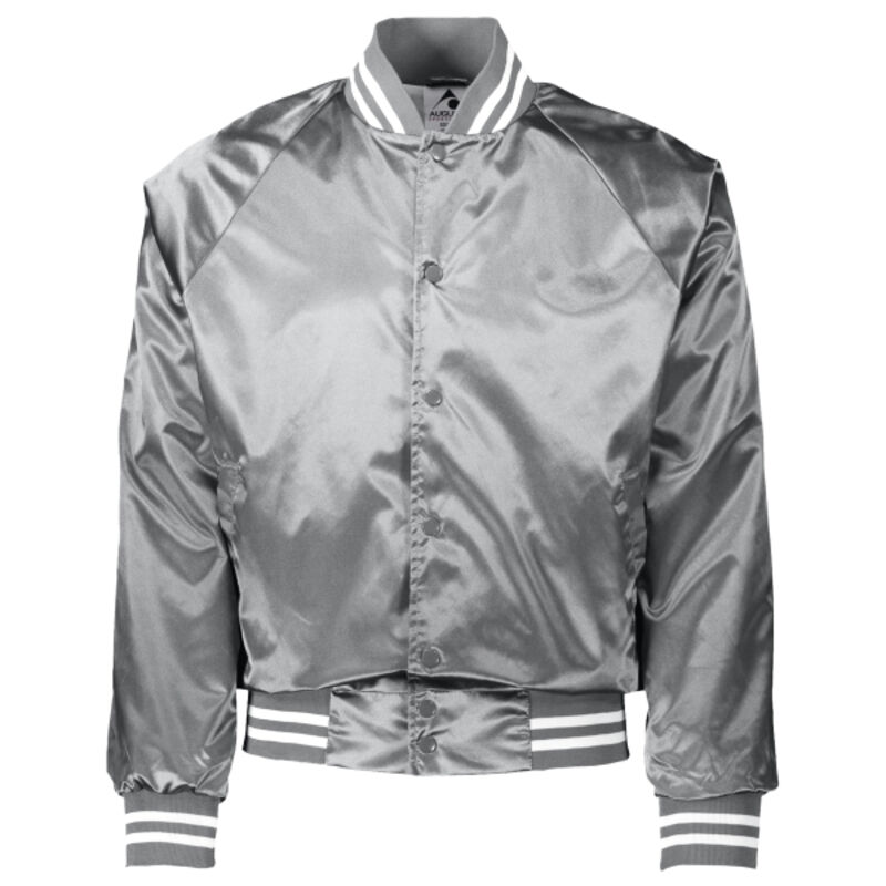 Satin Baseball Jacket/Striped Trim Thumbnail
