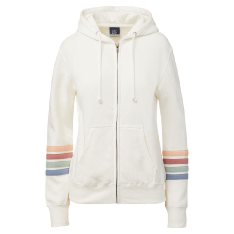 Women's Striped Sleeves Full-Zip Hooded Sweatshirt Thumbnail