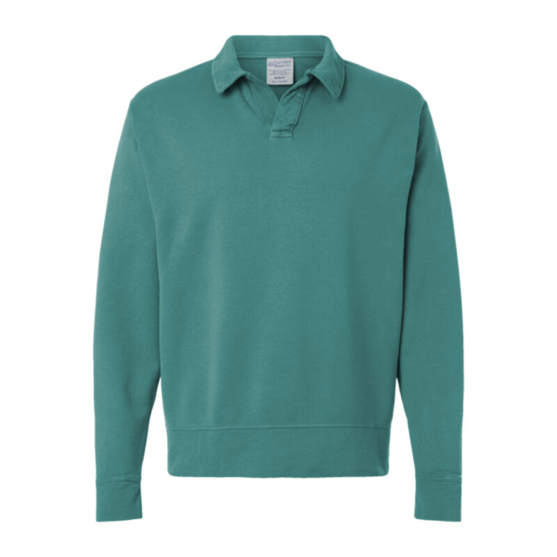Unisex Garment-Dyed Polo Collar Sweatshirt Thumbnail