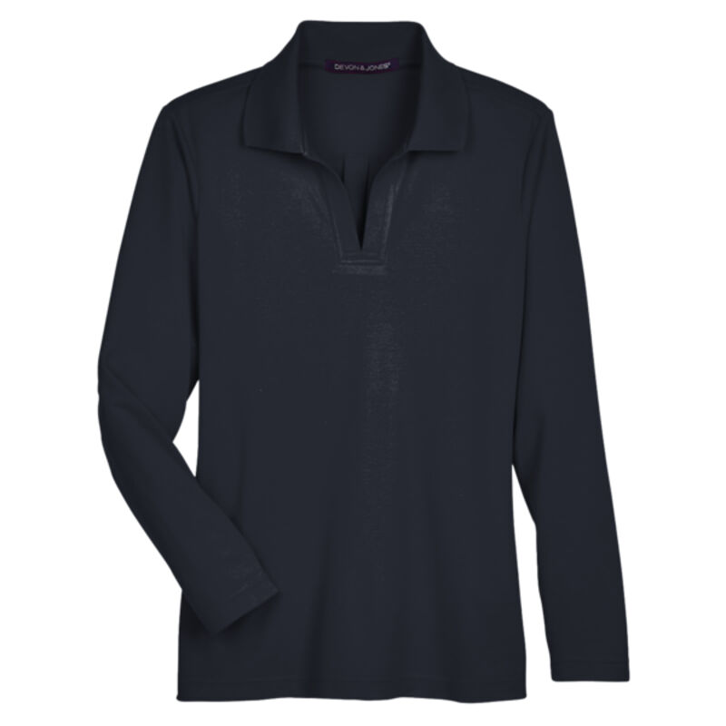 Women's CrownLux Performance® Plaited Long Sleeve Polo Thumbnail