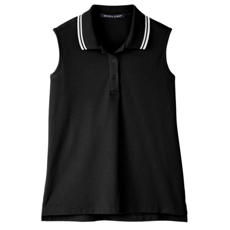 Women's CrownLux Performance® Plaited Tipped Sleeveless Polo Thumbnail