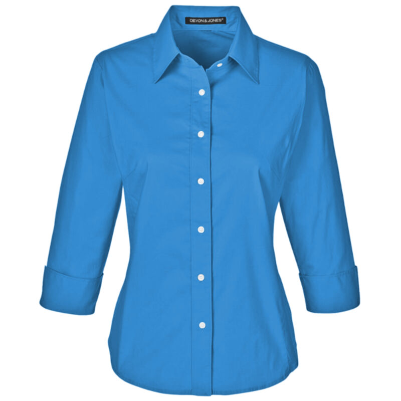 Women's Perfect Fit™ Three-Quarter Sleeve Stretch Poplin Dress Shirt Thumbnail