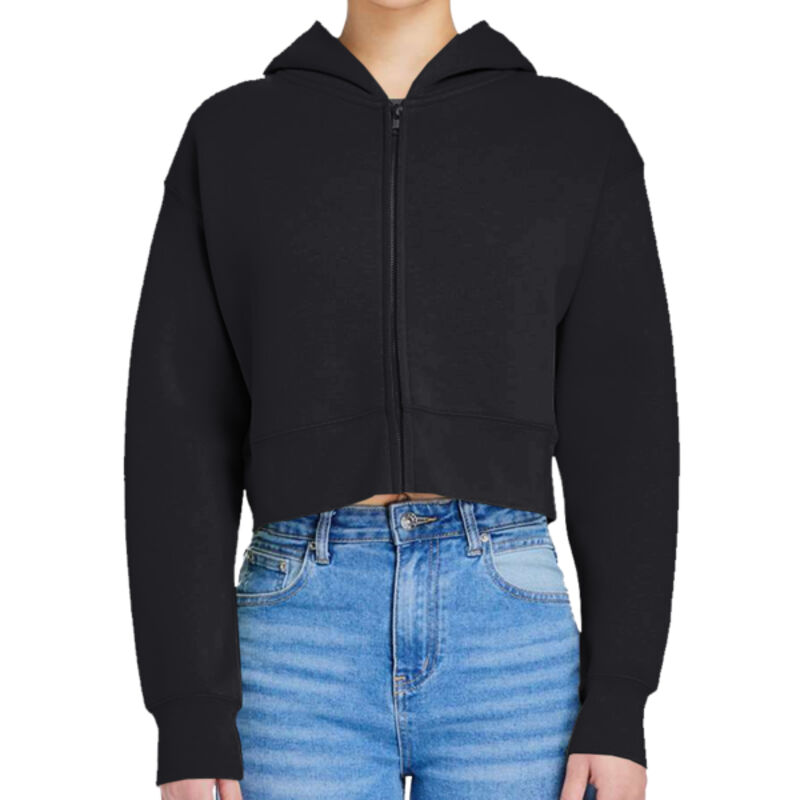 Women's Relaxed Cropped Full-Zip Hoodie Sweatshirt Thumbnail