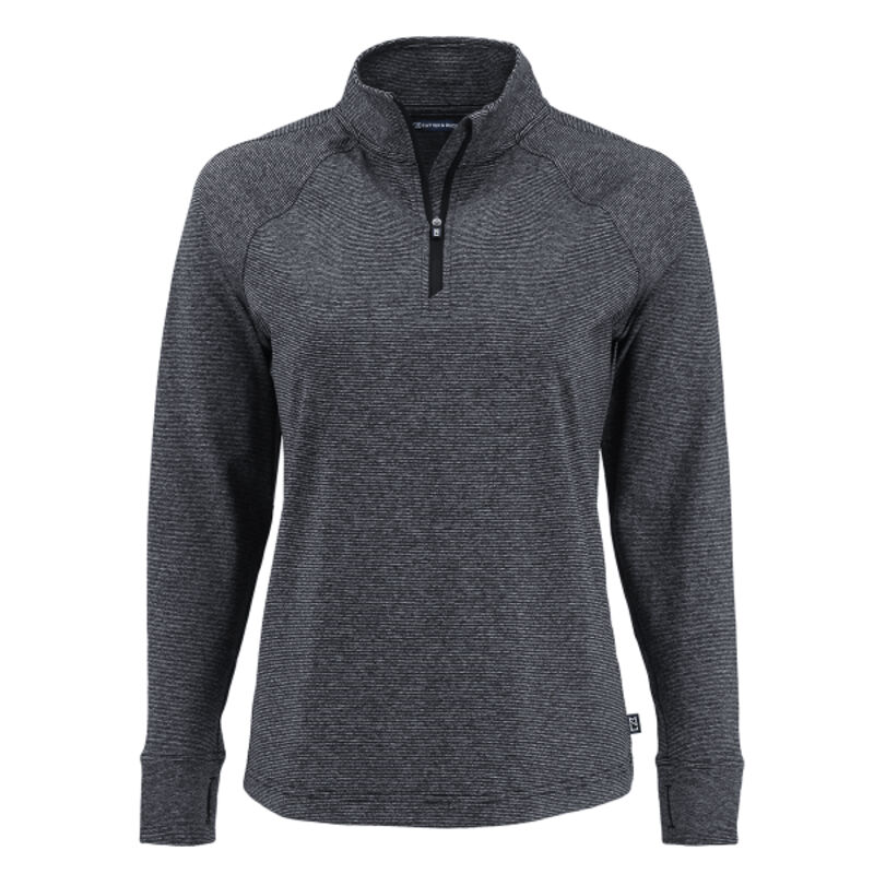 Cutter & Buck Adapt Recycled Soft Knit Stripe Womens Quarter Zip Pullover Thumbnail