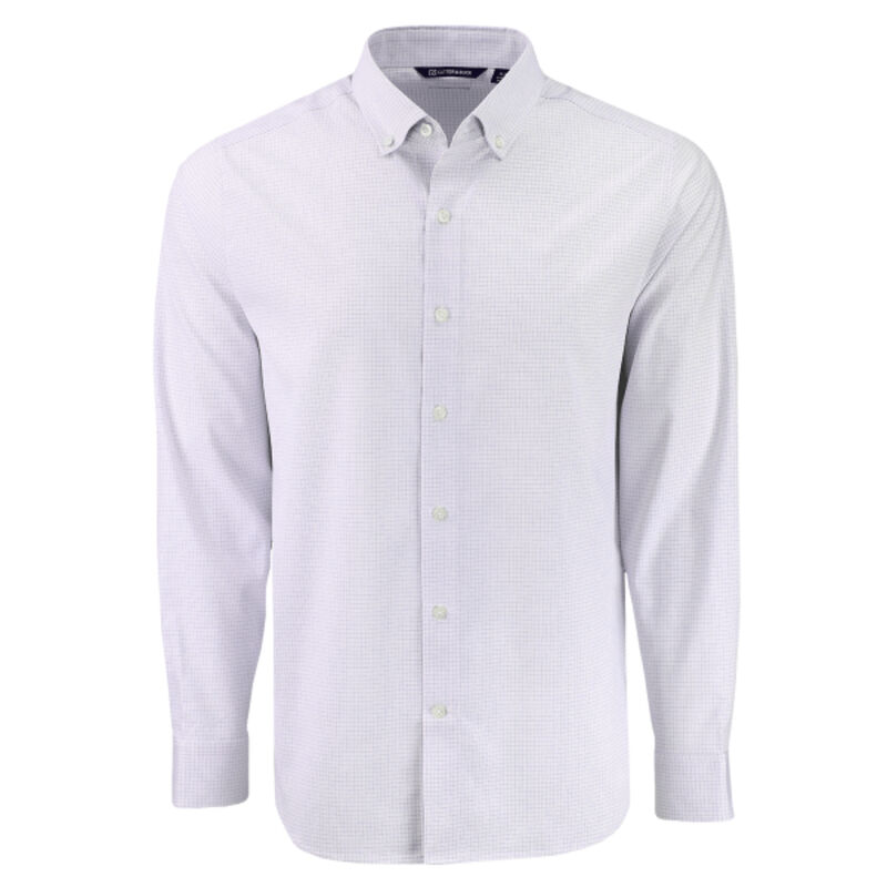 Cutter & Buck Skyline Windowpane Recycled Long Sleeve Button Down Mens Big & Tall Dress Shirt Thumbnail