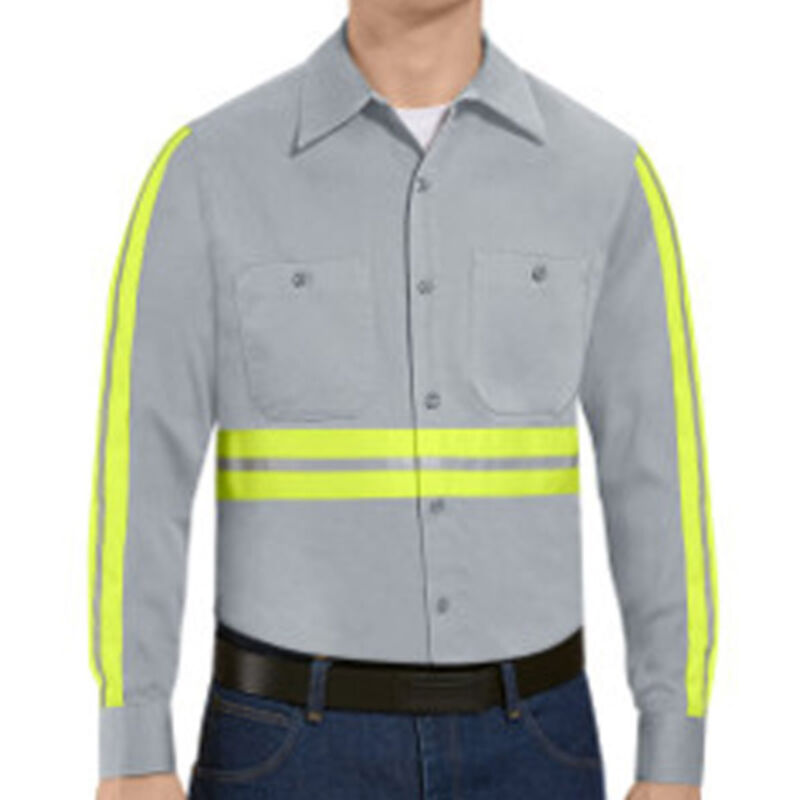 Enhanced Visibility Long Sleeve Cotton Work Shirt - Tall Sizes Thumbnail