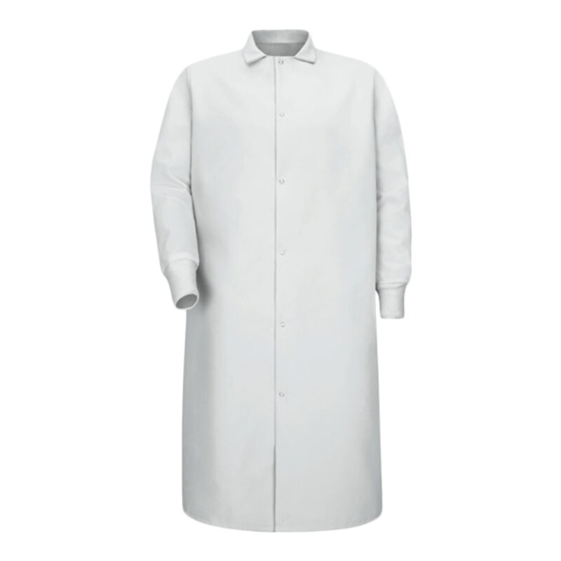 Unisex Gripper-Front Pocketless Butcher Coat With Knit Cuffs Thumbnail