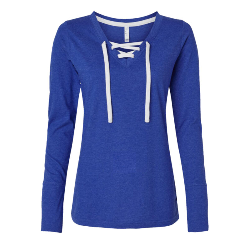 Women's Fine Jersey Lace-Up Long Sleeve T-Shirt Thumbnail