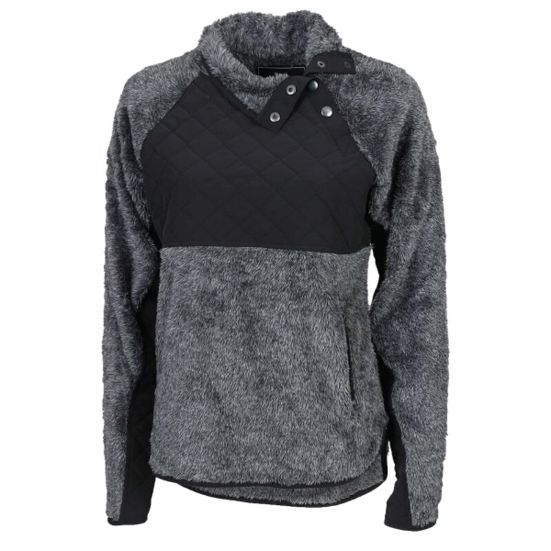 Women's Quilted Fuzzy Fleece Snap PlacketPullover Thumbnail