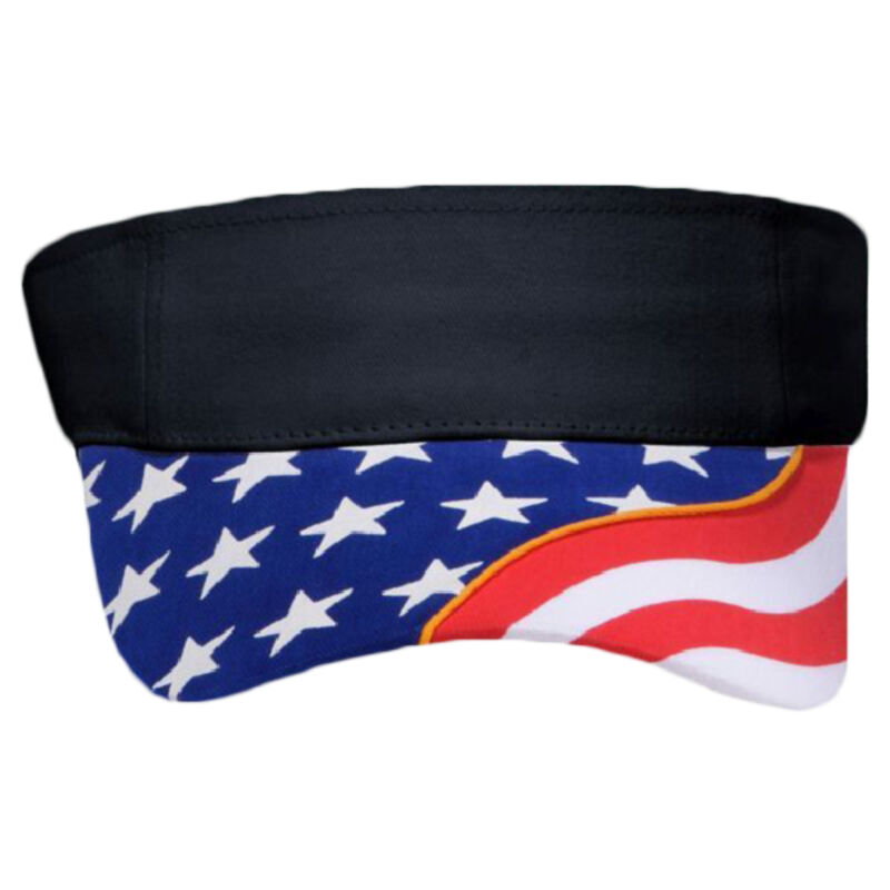 OTTO United States Flag Pattern w/ Yellow Piping Visor Ultra Fine Brushed Superior Cotton Twill Sun Thumbnail