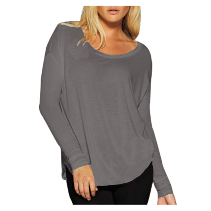 Women's Flowy Long Sleeve Tee with 2x1 Sleeves Thumbnail