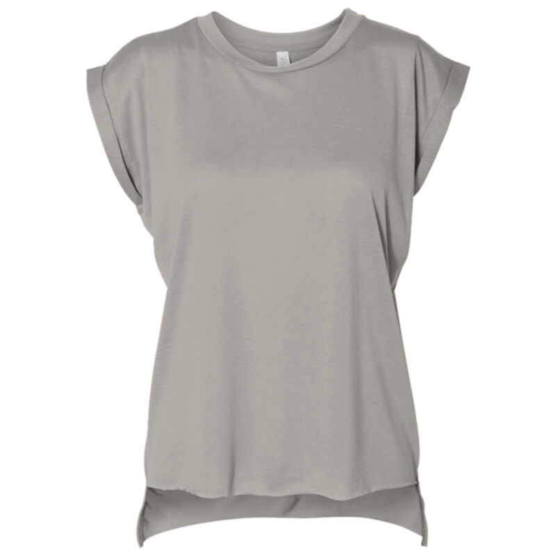 Women's Flowy Muscle Tee with Rolled Cuffs Thumbnail